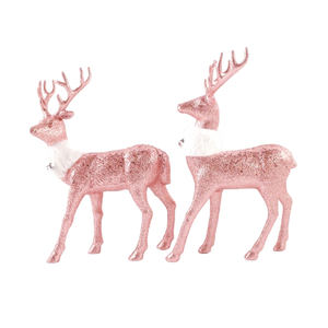 금색 동물 사슴 장식품 플라스틱 반짝이 크리스마스 장식 스카프를 쓴 루돌프 입상 가정용 테이블 탑 바닥 장식 - Product Image 4