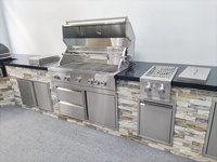 Barbecue à gaz encastrable en acier inoxydable résistant aux intempéries, 5 brûleurs principaux de 13 600 BTU, allumage électronique par impulsion, dispositif de sécurité de la flamme pour barbecue