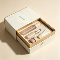 Caja de Regalo para Cuidado de la Piel GOTOP con Diseño Ondulado en Relieve UV, Logotipo en Lámina Dorada y Forro de Terciopelo Personalizado