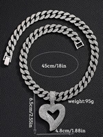 Collar con Colgante de Corazón de Diamantes de Imitación Dorados de Lujo con Cadena Cubana para Hombre, Joyería de Moda Hip Hop Streetwear