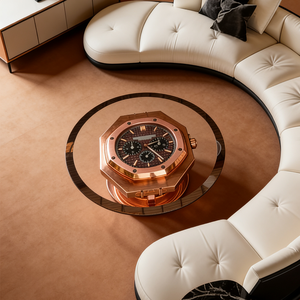 Mesa de Centro de Lujo Creativa, Color Oro Rosa, Estilo Artístico Único, Diseño de Reloj de Gran Tamaño, Mueble de Consola para Sala de Estar - Product Image 5