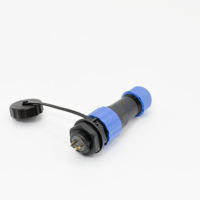 Connecteur de soudage étanche personnalisé IP68, fiche aviation circulaire SD16, écrou arrière, 2 conducteurs en cuivre plaqué or, 250V/380V