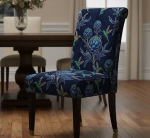 Tela de tapicería estampada con diseño de alcachofa azul, material de tapicería botánico de lujo por yarda, para sofá, sillón, otomana - Product Image 2