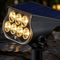 Projecteur solaire LED blanc chaud extérieur étanche avec capteur de contrôle, rechargeable et portable pour jardin, cour, arbre, conforme RoHS