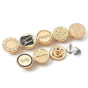 Golden Round Jeans <b>Buttons</b> and Rivets Zamac Custom Brand Logo Pattern Jacket Metal <b>button</b> for Jeans Denim Clothing - Product Image 3