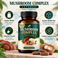 Complément Alimentaire Complexe de Champignons en Capsules, 60 Unités, Mélange 12-en-1, Étiquette Personnalisée, OEM ODM, Fournisseur d'Usine pour Marque Privée