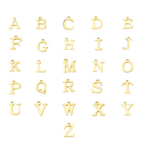 Letras Iniciales Mayúsculas de Acero Inoxidable de la A a la Z |   Colgante de Letra Chapado en Oro PVD de 18K para Joyería DIY, Fabricación de Collares y Pulseras - Product Image 3