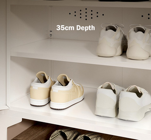 Niveles de armario Almacenamiento de acero Gabinetes de zapatos ajustables de metal blanco <span class=keywords><strong>con</strong></span> puertas y estantes Muebles modernos para el hogar y la sala de estar - Product Image 4