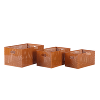 Ensemble de 3 paniers de rangement en fer perforé écologiques et modernes avec poignées pour salle de bain, cuisine et salon