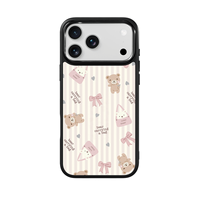 Coque de téléphone AG Feeling Black Edge avec motif ours dorés pour iPhone 17, 17 Pro Max, 16 Pro, 15, 15 Pro Max, 15 Pro, 14 Pro Max – Coque magnétique