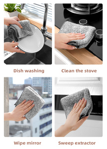 Charbon de bois de bambou carré épaissi absorbant Non gras écologique torchon de cuisine vaisselle Ultra Fine fibre nettoyage récurage - Product Image 6