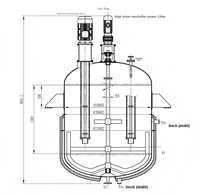 Réacteur à triple agitateur à cisaillement élevé 5000L en acier inoxydable 316, cuve de mélange et de stockage