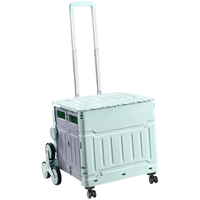 Chariot de rangement pliable à poignée réglable pour produits de plein air Chariot de boîte pliable en plastique avec 4 roues