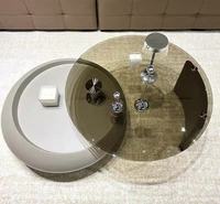 Table basse ronde rotative, style crème, plateau en verre, table à thé pour salon