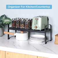 Étagère de rangement réglable en acier double, extensible, pliable, durable, avec revêtement en poudre, écologique, pour armoire de cuisine