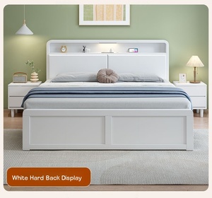 מסגרת מיטה מרובת פונקציות מעץ מלא עם אפשרויות ראש מיטה וארונות אחסון חוסכי מקום - Product Image 2