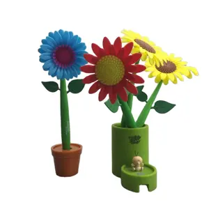 promotional soft bendable ball pen with colorful flowers