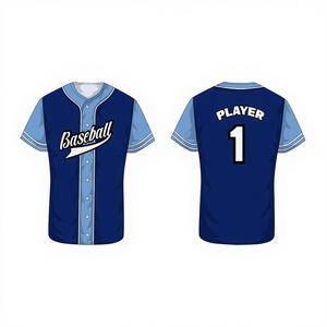 قميص بيسبول مخصص للرجال، زي الدوري المحترف مع طباعة اسم الفريق والرقم، مقاسات كبيرة وتصميم يسمح بالتنفس - Product Image 1