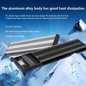 Оптовая продажа, портативный алюминиевый корпус M.2 SATA/NVME SSD M.2 NGFF & NVME для 2230/2242/2260/2280 SSD - Product Image 6