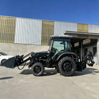 Tracteur agricole AOYU 50 HP 4x4 diesel avec cabine fermée, chargeur frontal, pelle arrière hydraulique, transmission par engrenages - multifonctionnel pour le creusement