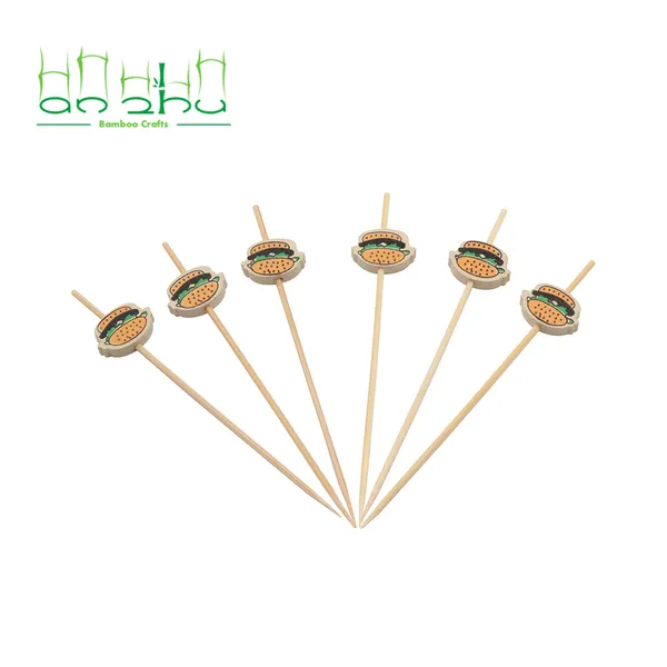 Eco-friendly Personalizado De Madeira De Bambu Partido Decorativo Toothpick Crianças Almoço Acessórios Frutas Picaretas Burger Espetos