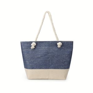 Sac fourre-tout en toile personnalisable grande capacité, sac de shopping portable, sac de plage en toile brodé à franges pour femmes - Product Image 4