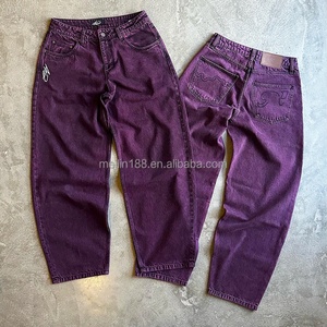 Fabricant de jeans, broderie personnalisée, jean en denim vintage, jean baggy délavé à l'acide pour hommes - Product Image 3