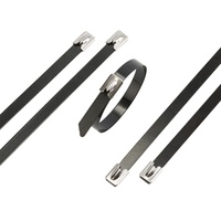 Attache-câble en acier inoxydable de 15 mm de large, robuste, avec revêtement époxy, à boule autobloquante, pour applications marines et de pipeline