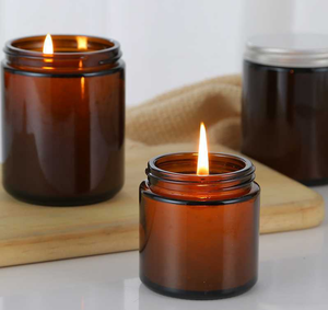 Botella vacía de aromaterapia de 100ML, 200ML, 30oz, 70oz, taza de vela de color ámbar DIY, <span class=keywords><strong>boca</strong></span> grande, vidrio, mesa de vela, botella vacía - Product Image 5