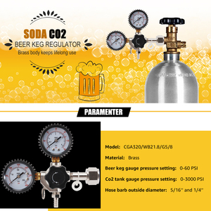 Regulador de <span class=keywords><strong>CO2</strong></span> para Barril Sankey, Rosca de Entrada W21.8 / CGA320, Regulador de <span class=keywords><strong>CO2</strong></span> para Cerveza Casera para Monitorear la Carbonatación - Product Image 4