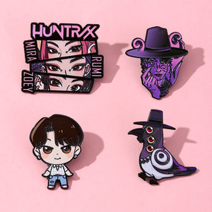 Набор булавок из цинкового сплава YINI K-POP HUNTRX Girl Group & мистический стиль-эмалевые значки с УФ-принтом для поклонников, любителей аниме - Product Image 2