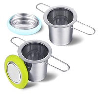 WELAND Infuseur à thé en acier inoxydable avec poignée pliable, filtre à mailles fines et couvercle en silicone pour thé en vrac