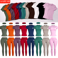Ensembles de vêtements de sport tendance 2025 pour femmes, logo personnalisé, couleur, t-shirts à séchage rapide, leggings sans couture, vêtements de yoga, de fitness et de gym