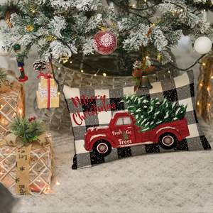 RABUSOFA-Juego de adornos navideños para interiores, fundas de almohada de 12x20 pulgadas, color negro, Búfalo, a cuadros, rojo, para invierno - Product Image 1