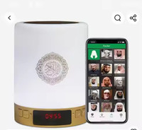 Pemutar Al-Quran SQ122 Jam Alarm Azan Elektronik Hadiah Islami Speaker Portabel Lampu Sentuh Warna-warni Kontrol Jarak Jauh APP