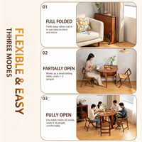 Table à manger pliante extensible en bambou, ovale, gain de place, pour cuisine et salle à manger, mobilier de maison