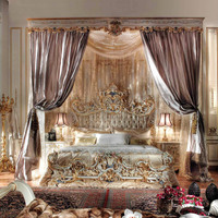 Italienisches Design Luxus Massivholz Kingsize-Bett Handbemalt Manuell Geschnitzt im Französischen Stil Schlafzimmermöbel