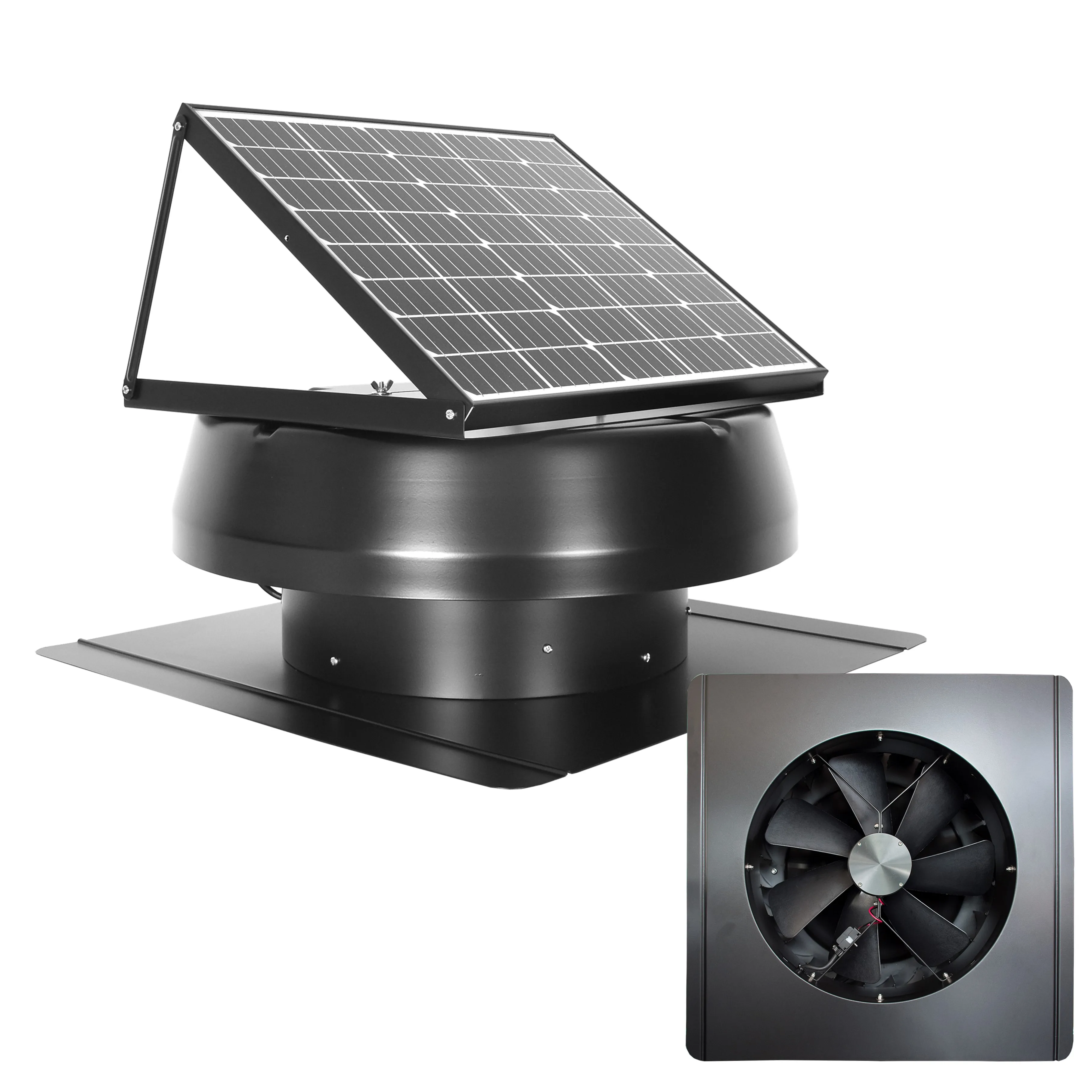 Ventilateur solaire à flux axial 40W 14 ''de forme ronde HVAC Eco Roof Vent Tools Brushless DC Motor Attic Gable Heat Extractor Ventilation Fan