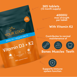 Vitamine D3 végétalienne 4000IU et K2 MK7 100 μg comprimés Formule à base de plantes de haute intensité facile à avaler - Product Image 4