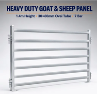 Panneau de clôture robuste galvanisé 7 barres 1,4m x 2,1m de qualité supérieure pour chèvres, moutons et alpaga avec rail ovale léger 30x60mm
