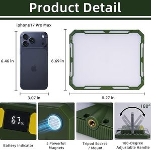 Lampe de camping LED rechargeable 6 modes, blanc chaud, rouge, bleu, stroboscopique, avec support métallique pliable pour la pêche, la réparation et les situations d'urgence - Product Image 3