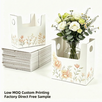 Boîte de transport pliable personnalisée en carton ondulé pour fleurs, support de vase floral, boîte pour bouquet frais, pot de plante, emballage pour fleuriste