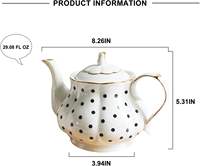 Service à thé vintage en porcelaine faite à la main de style européen, grande capacité, compatible lave-vaisselle, sans plomb, forme citrouille cannelée, idéal pour les fêtes du thé, cadeau