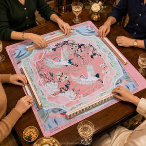 Tapis de Mahjong Américain 80x80cm – Douze Motifs Imprimés pour les Acheteurs de Boutiques de Cadeaux et Présentoirs de Table pour Magasins de Jeux de Mahjong - Product Image 1