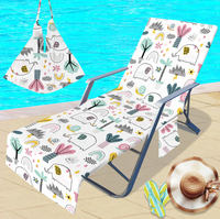 Serviette de plage imprimée en microfibre conçue sur mesure, housse de chaise longue en tricot avec propre logo