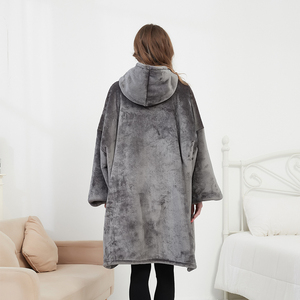 Ấm Fluffy mềm sang trọng mờ lỏng outwear dài tay áo và túi <span class=keywords><strong>Sherpa</strong></span> mặc quá khổ Áo Hoodie chăn - Product Image 2