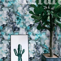 Papier peint PVC floral en marbre naturel à lattes modernes CARRARA2Series 0,53*9,2m pour salon, hôtel, chambre à coucher, salle à manger, couloir d'escalier