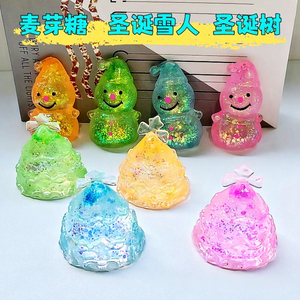 Juguete Sensorial Antiestrés de Maltosa de Ascenso Lento, Transparente con Purpurina, de Árbol de Navidad y Muñeco de Nieve, Tipo Squishy - Product Image 1