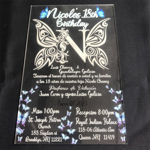 Vente <span class=keywords><strong>en</strong></span> gros de cartes d'invitation de <span class=keywords><strong>mariage</strong></span> <span class=keywords><strong>en</strong></span> <span class=keywords><strong>plexiglas</strong></span> floral et feuille d'or pour fête d'anniversaire - Product Image 1