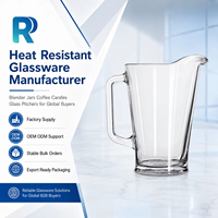Pichet à eau et bière en verre sodocalcique transparent de qualité supérieure, Jarra De Vidrio 1,75 L (60 oz) avec poignée, conforme aux normes FDA, prix promotionnel